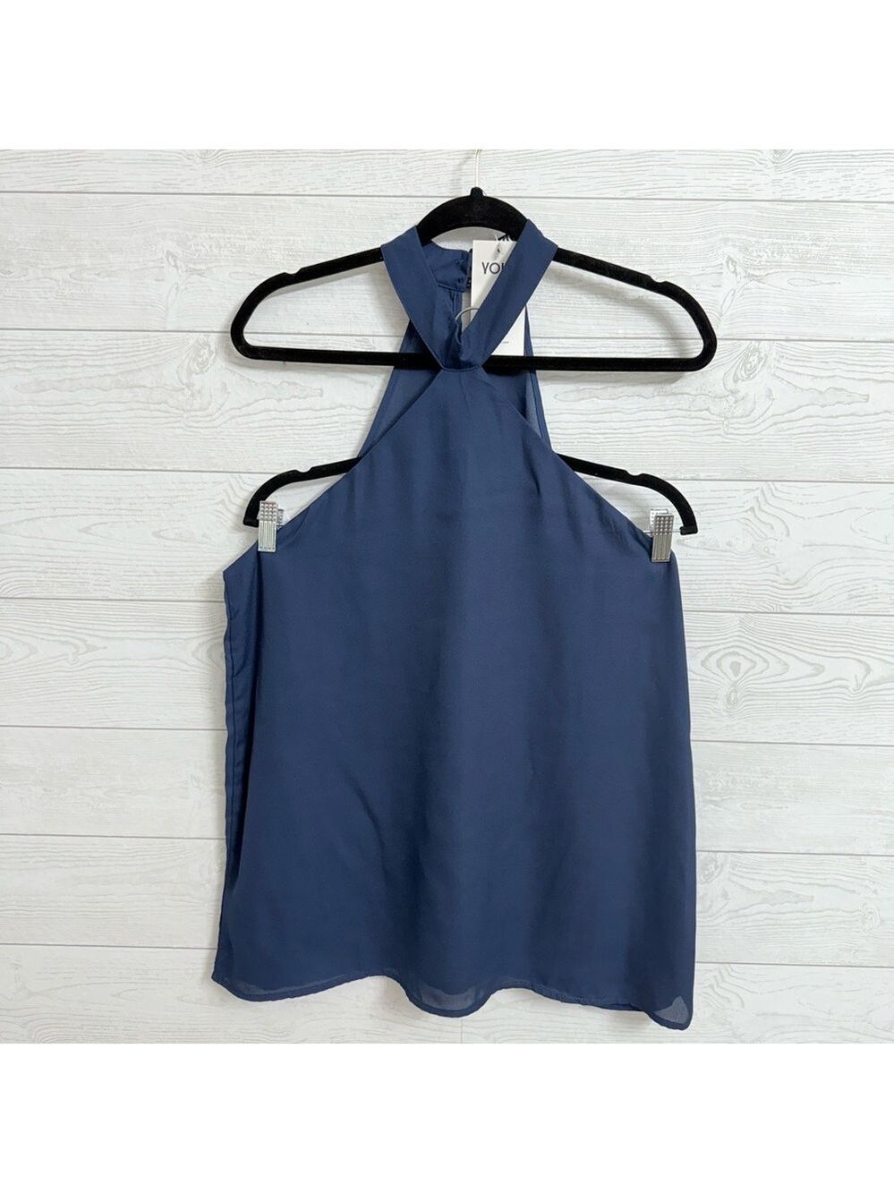Yoins Women’s Blue Chiffon Sleeveless Top. Size L